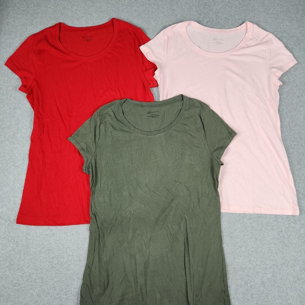 No Boundaries T-Shirt Womens Large Multicolor Short Sleeve Slim Fit Tee Lot of 3